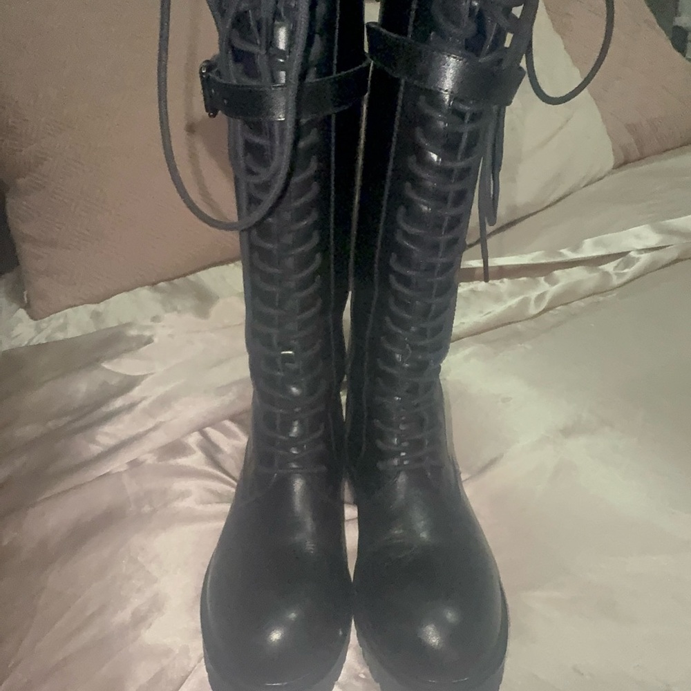 Ann Demeulemeester Danny Black Leather Lace-Up Combat Boots-37 - Picture 3 of 13